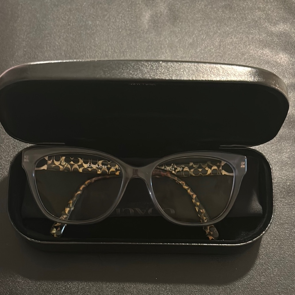 Coach blue frame eyeglasses logo design with case